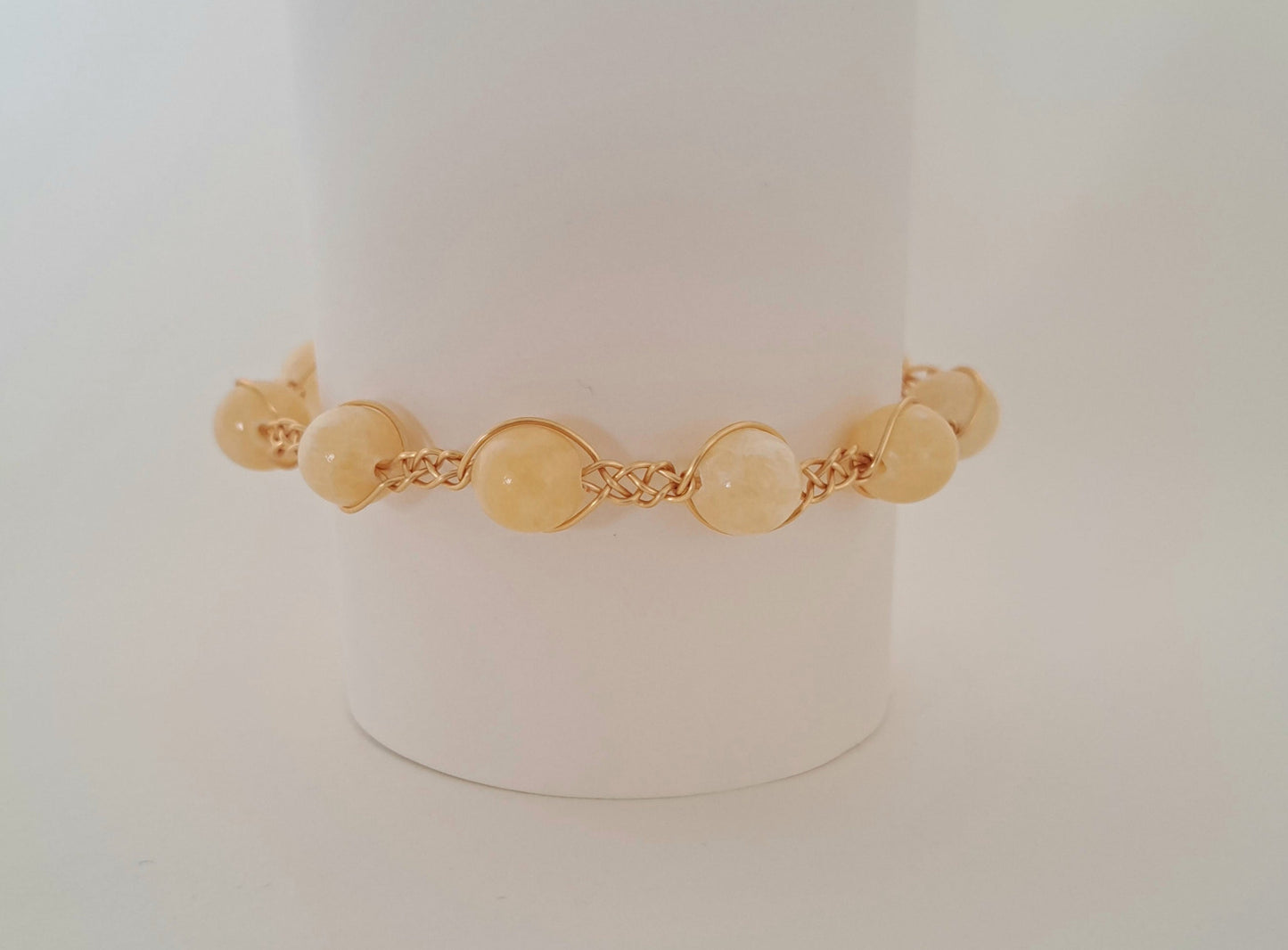 Bracelet tressé Confiance en soi - Pierre de soleil ou Calcite