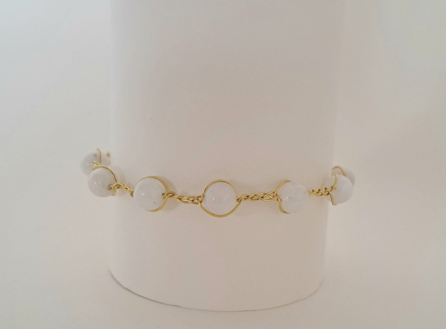 Bracelet tressé laiton et pierres naturelles - 5 gemmes