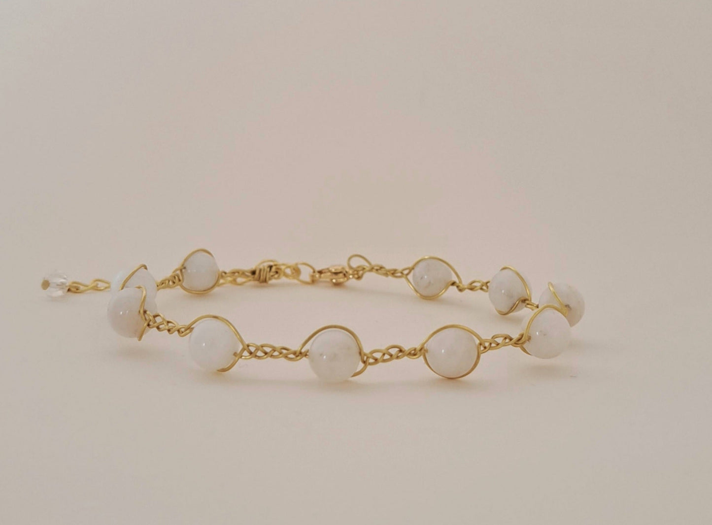 Bracelet tressé laiton et pierres naturelles - 5 gemmes