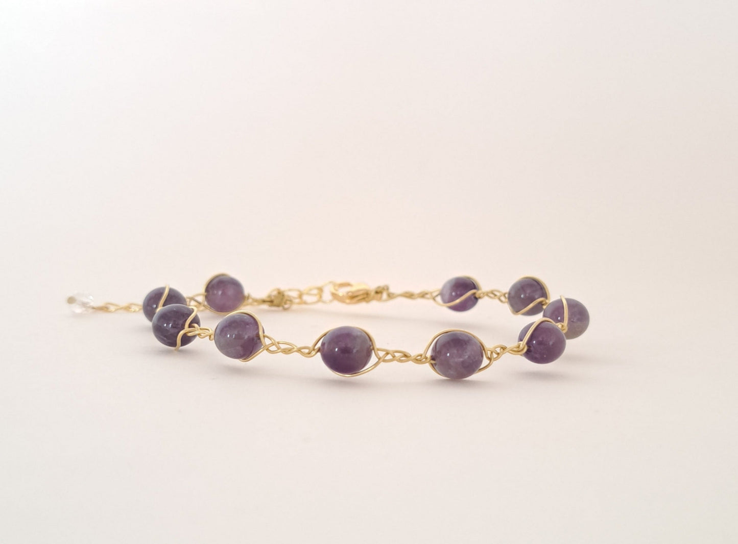 Bracelet tressé laiton et pierres naturelles - 5 gemmes