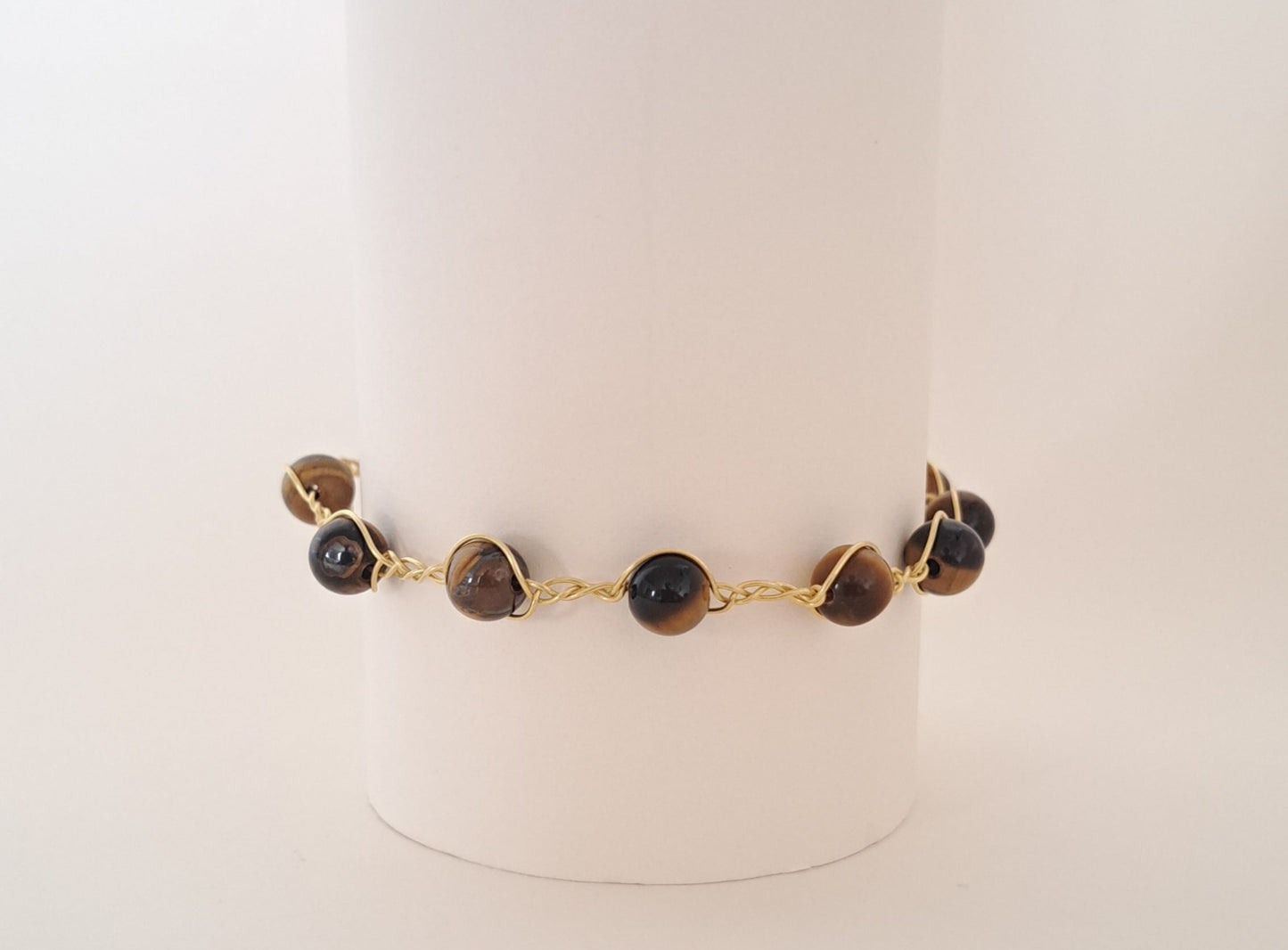 Bracelet tressé laiton et pierres naturelles - 5 gemmes
