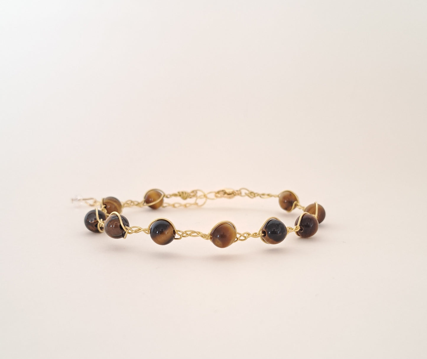 Bracelet tressé laiton et pierres naturelles - 5 gemmes