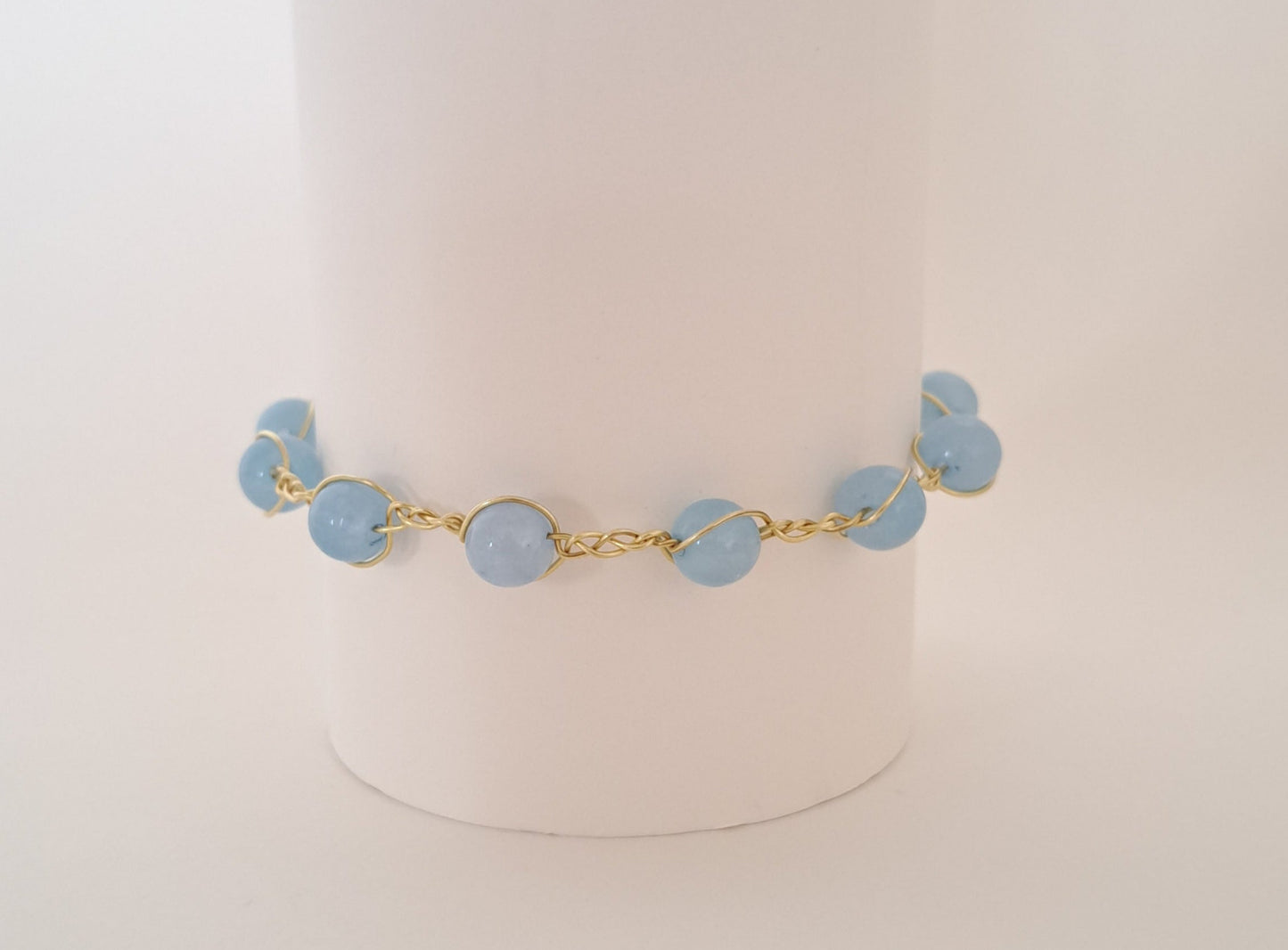 Bracelet tressé laiton et pierres naturelles - 5 gemmes