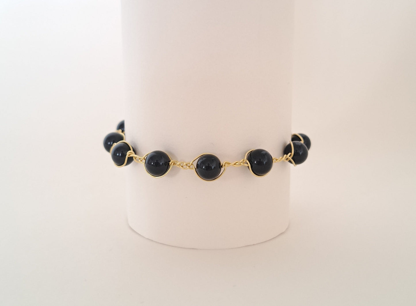 Bracelet tressé laiton et pierres naturelles - 5 gemmes