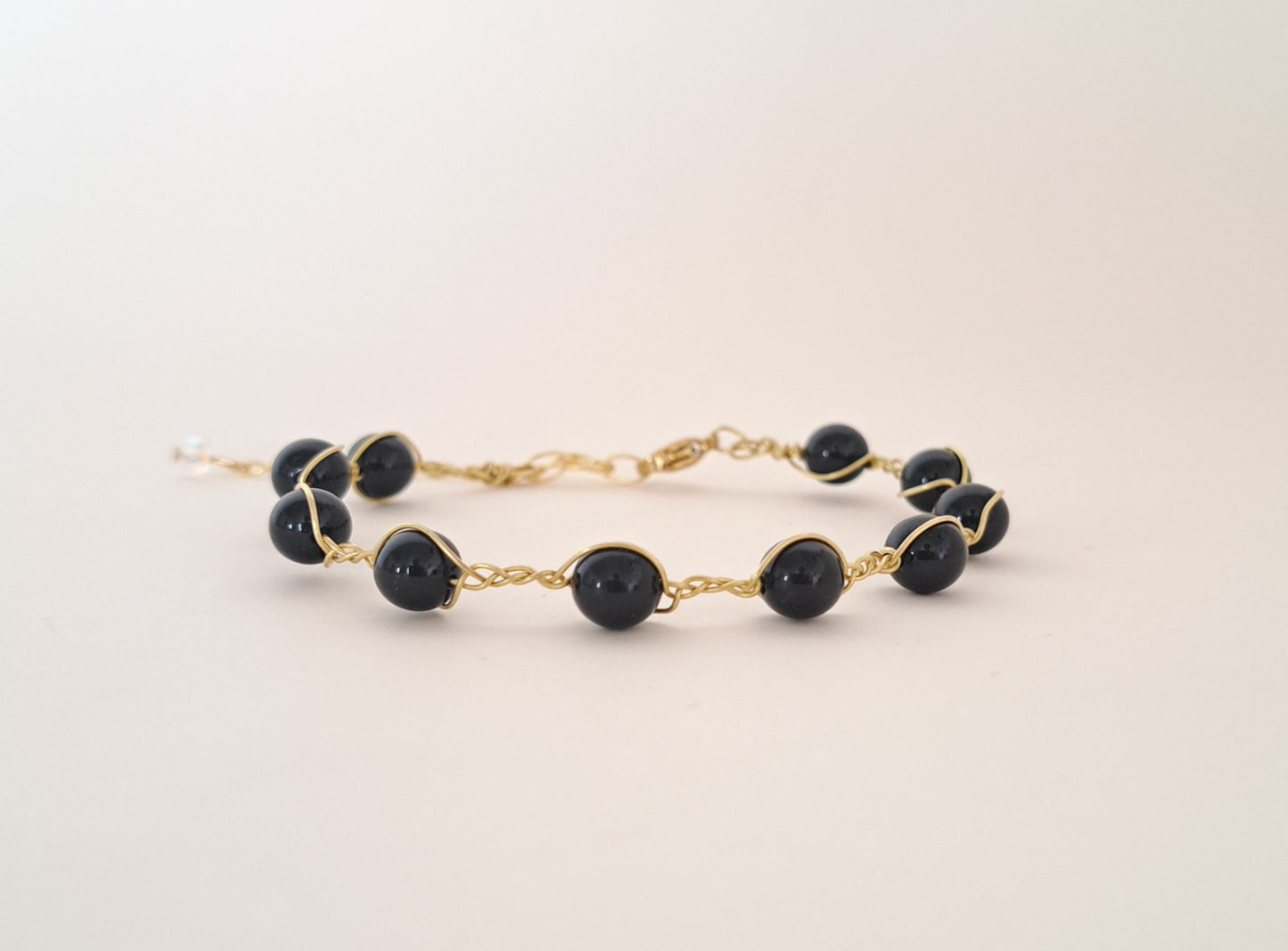 Bracelet tressé laiton et pierres naturelles - 5 gemmes