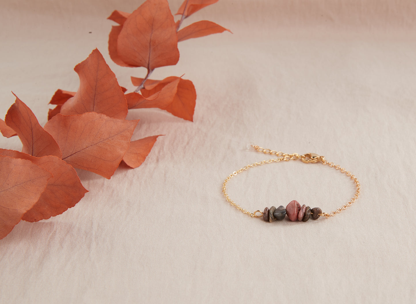 Bracelet pierres Rhodonite, Amour