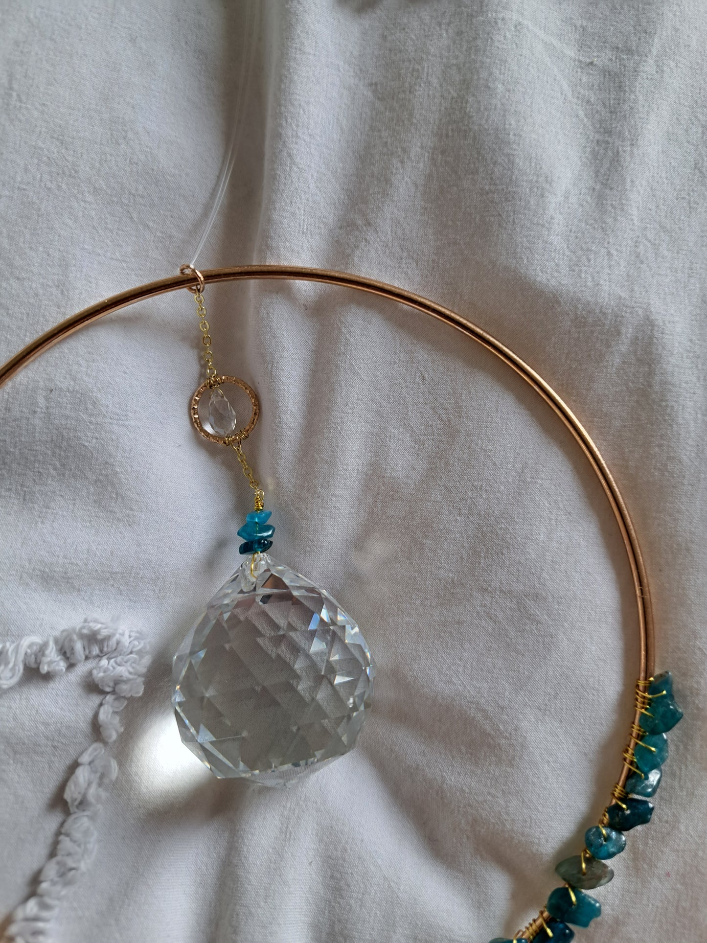 Apatite stone suncatcher pendant