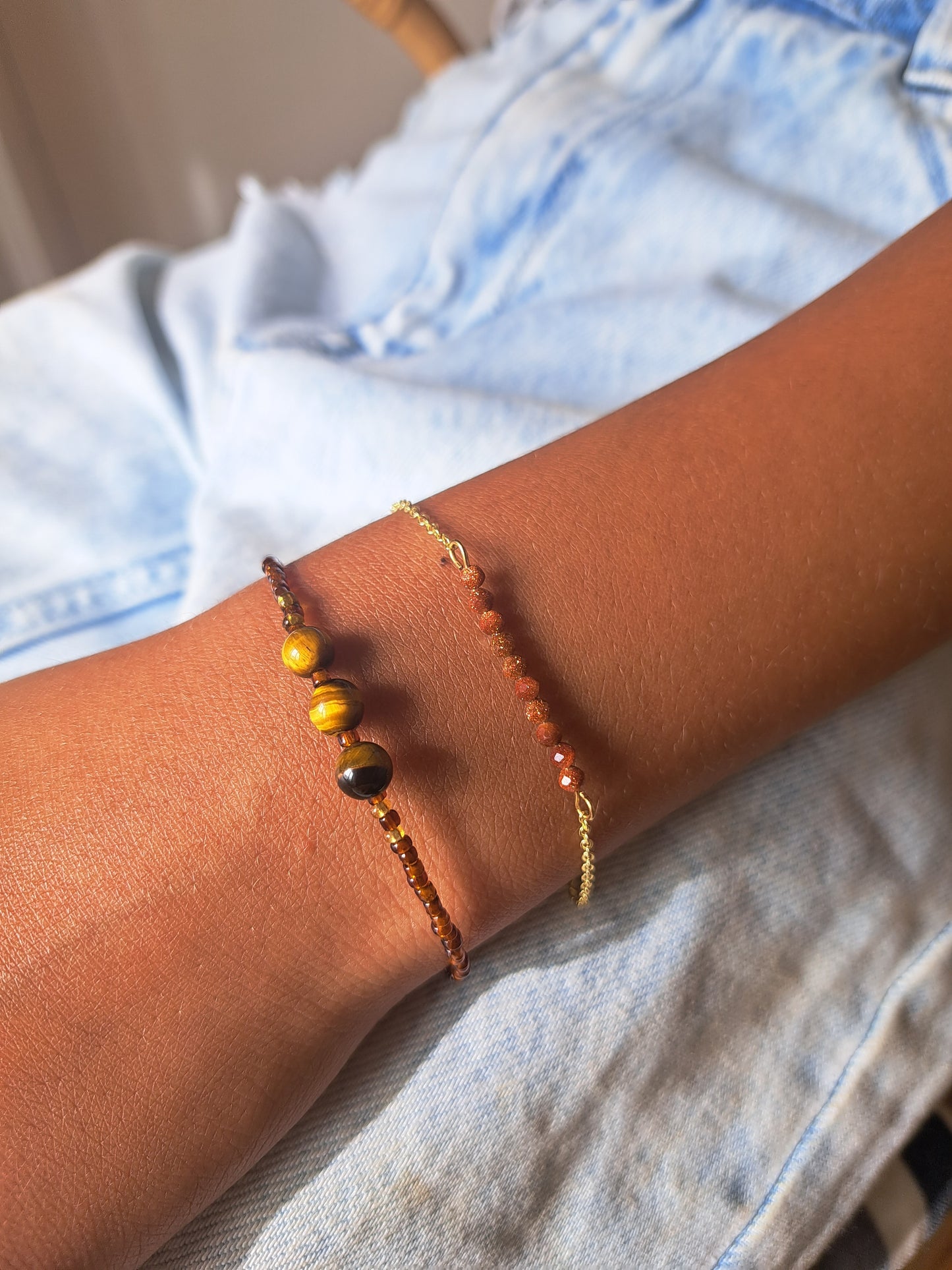 Tiger eye beaded bracelet, Strength and protection