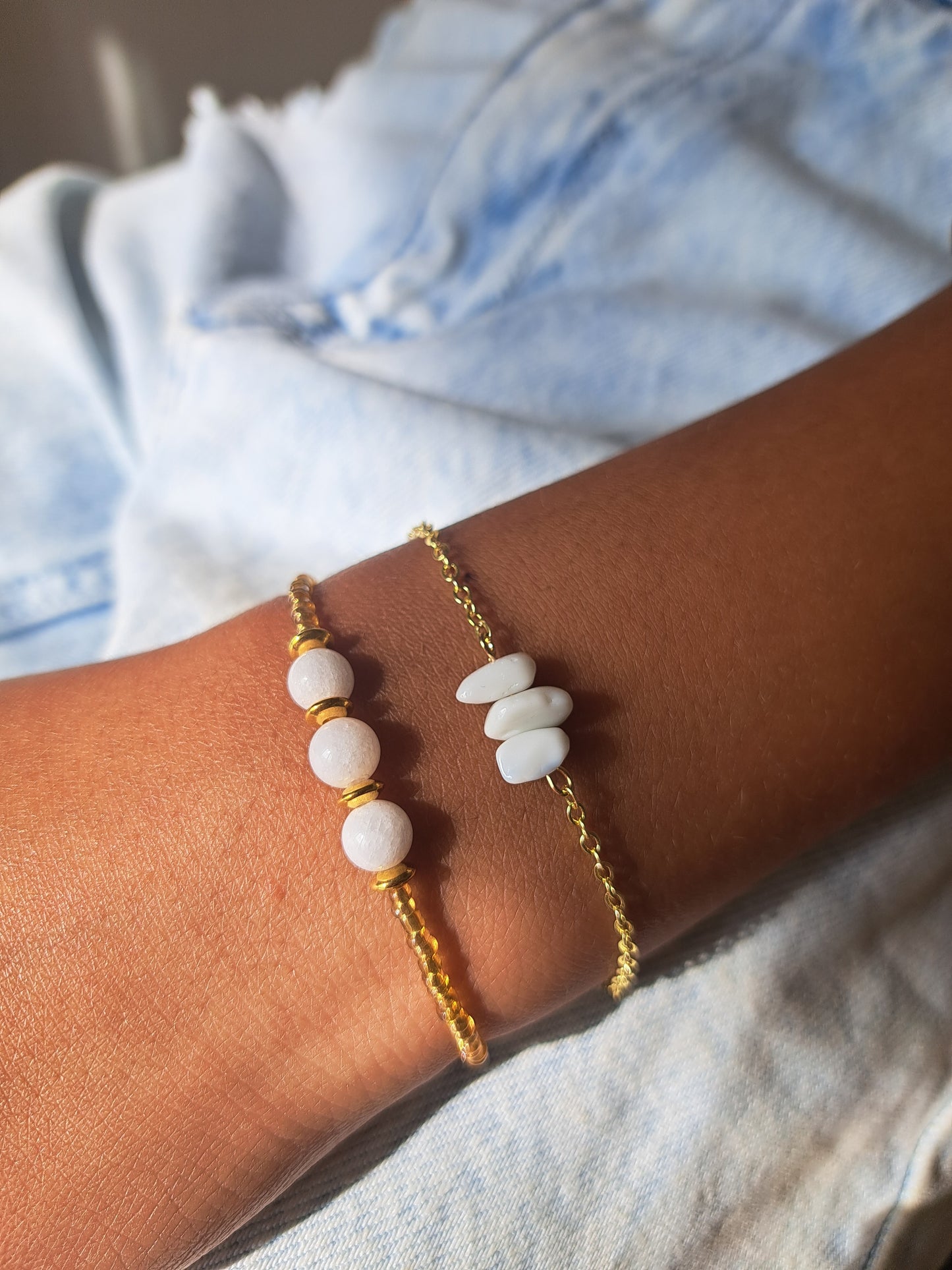 White Agate stone bracelet, Protection