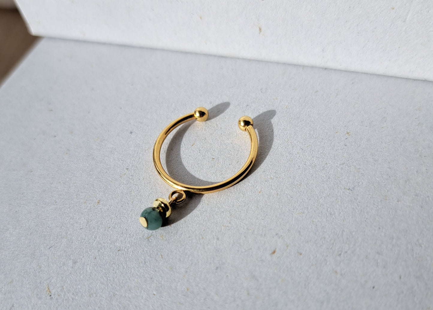 Adjustable Emerald ring - Stainless steel