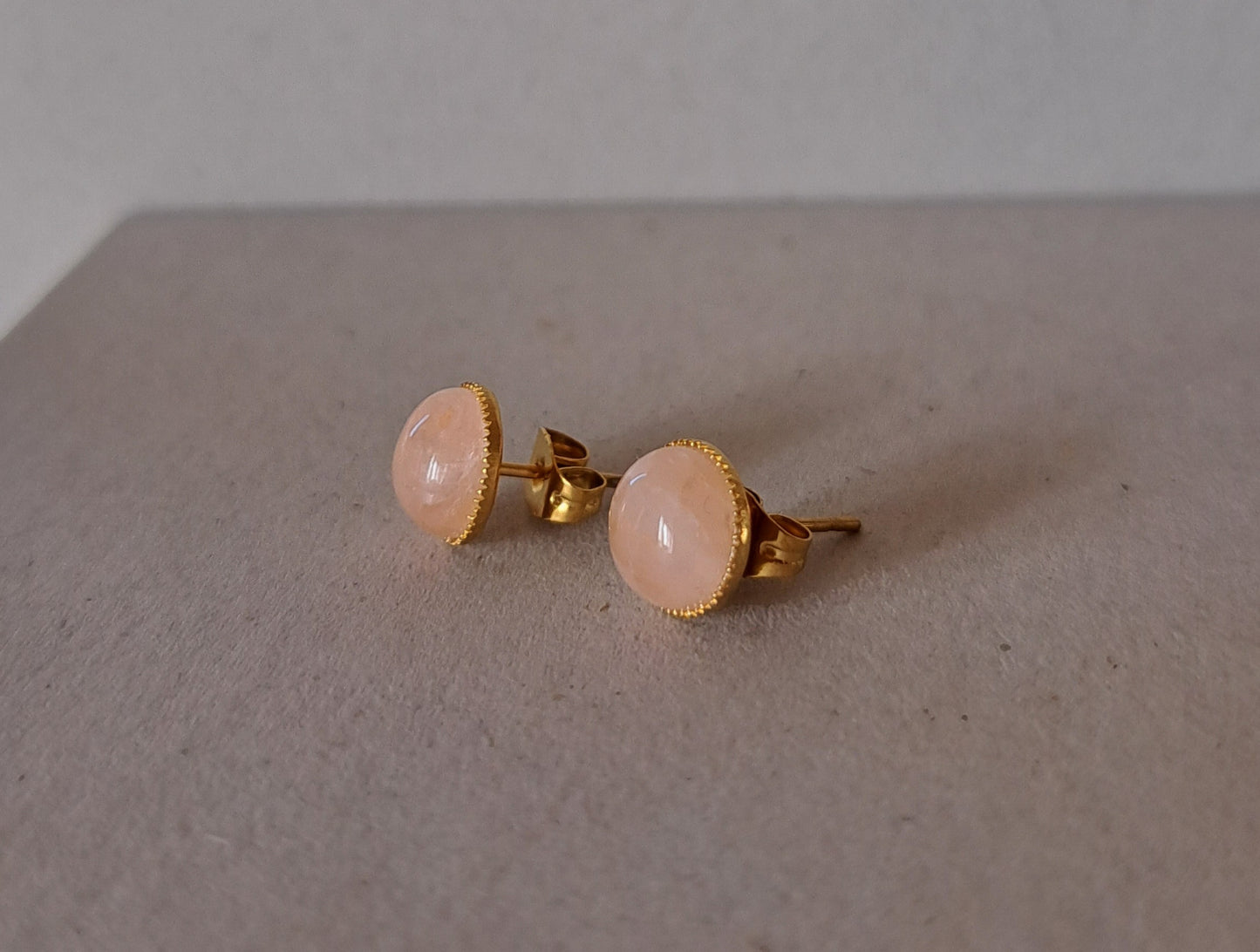 Boucles d'oreilles Quartz rose - Acier inoxydable