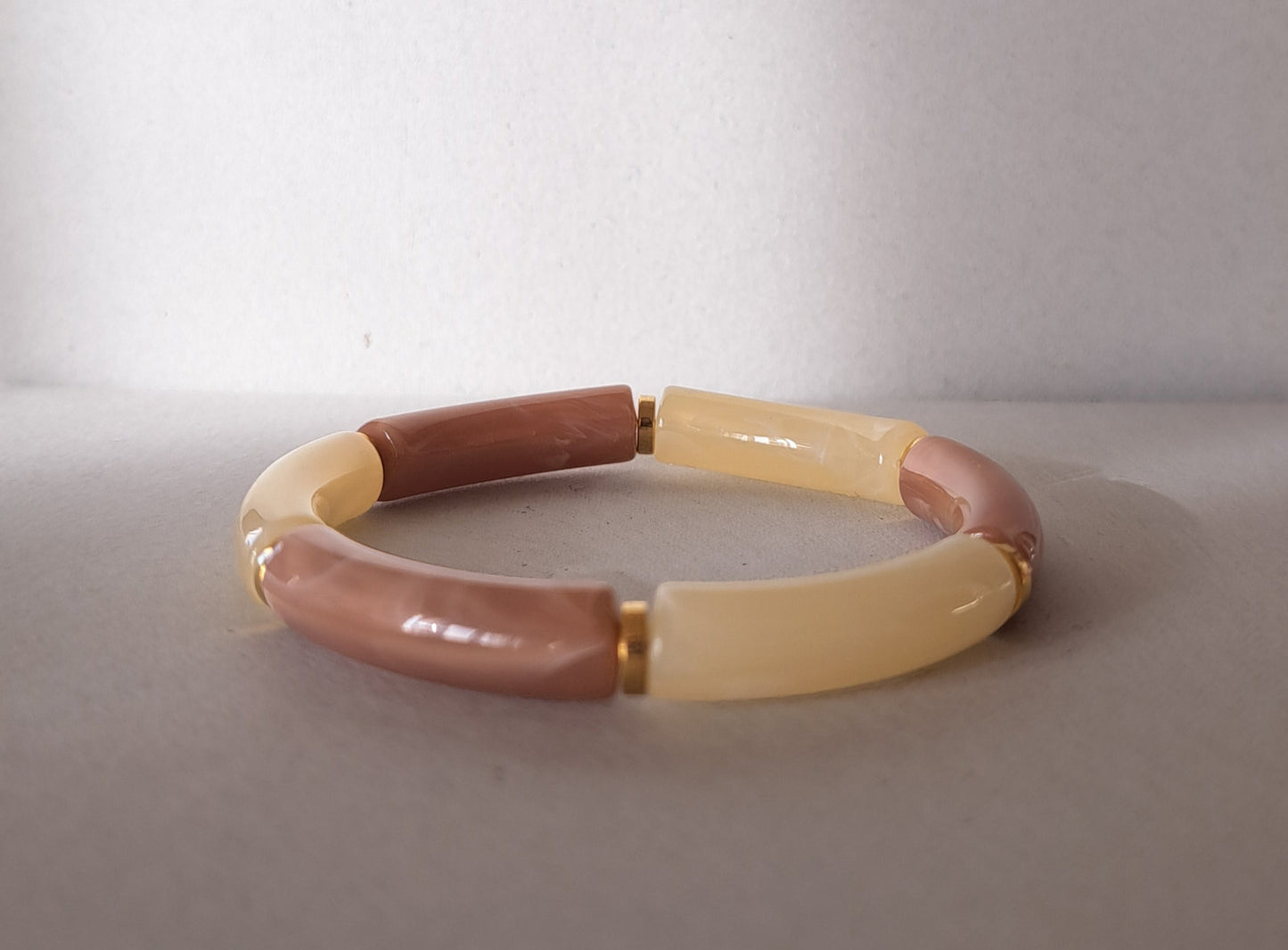 Ecru and old pink resin bracelet