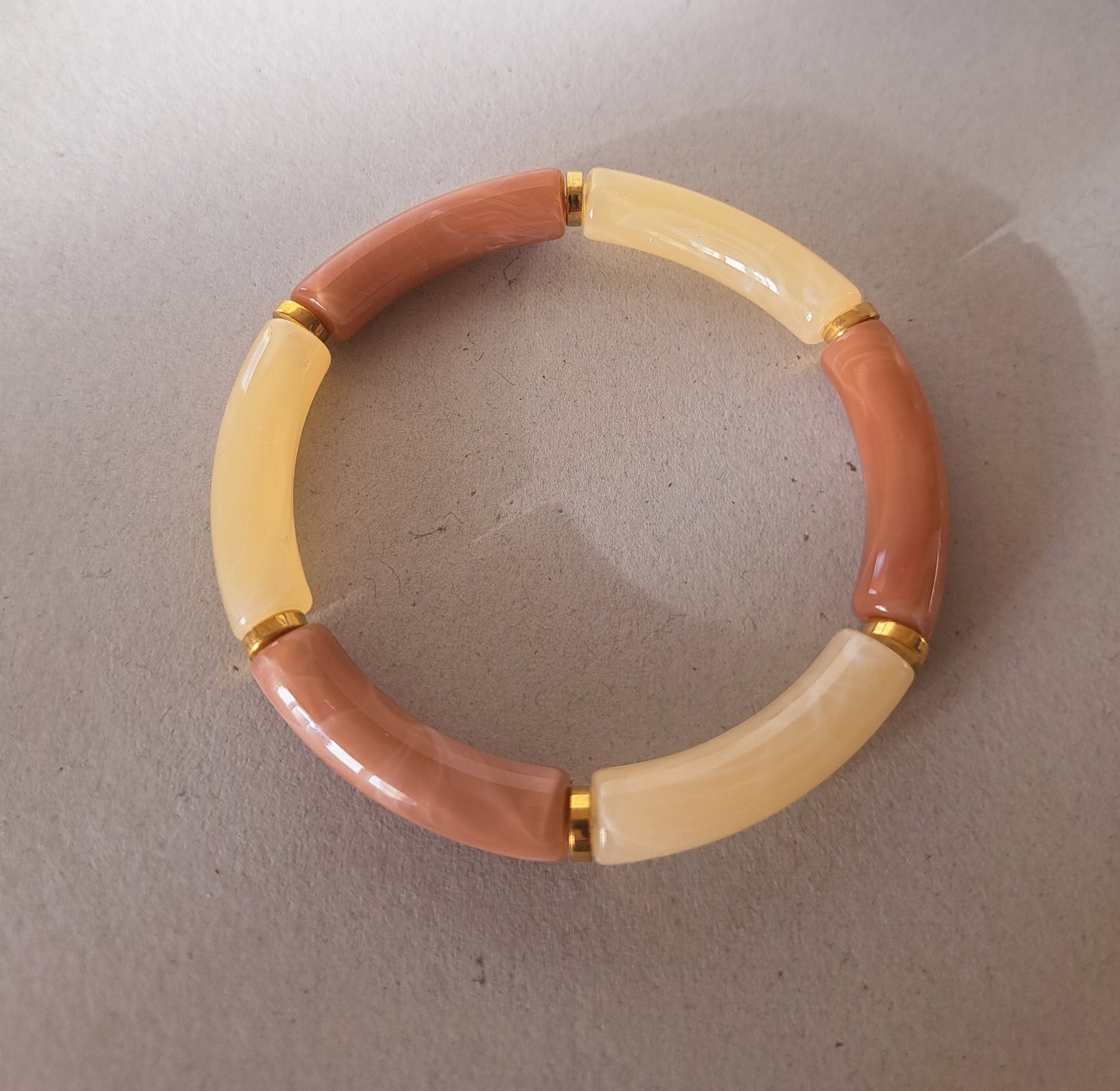 Ecru and old pink resin bracelet