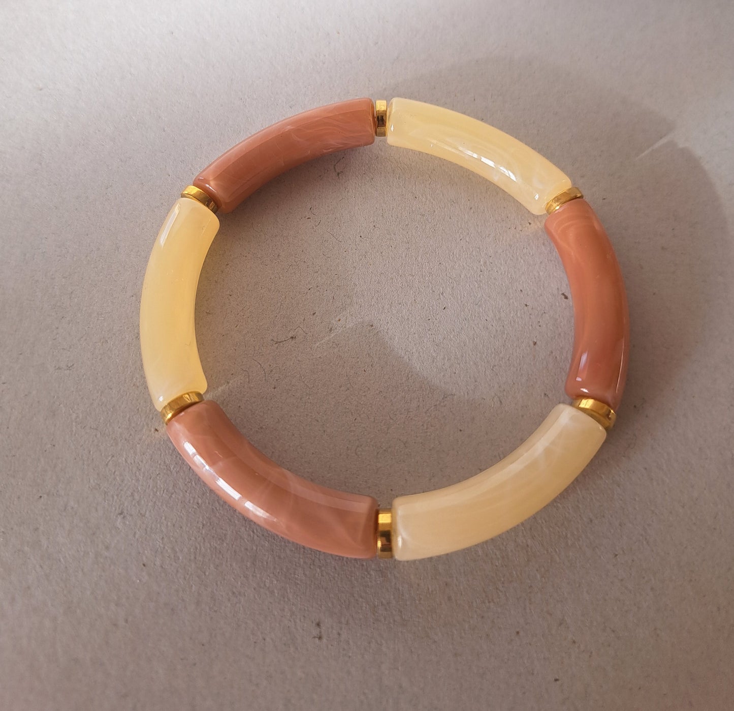 Set of 3 resin bracelets - Old ecru pink