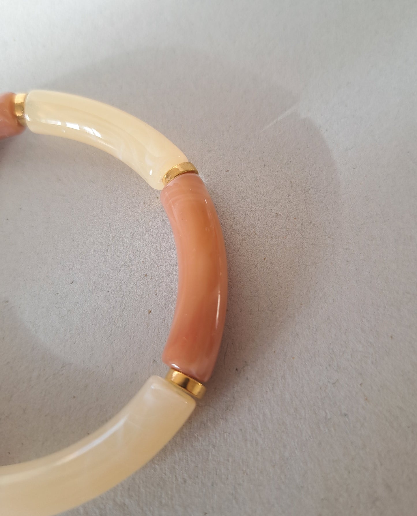 Ecru and old pink resin bracelet