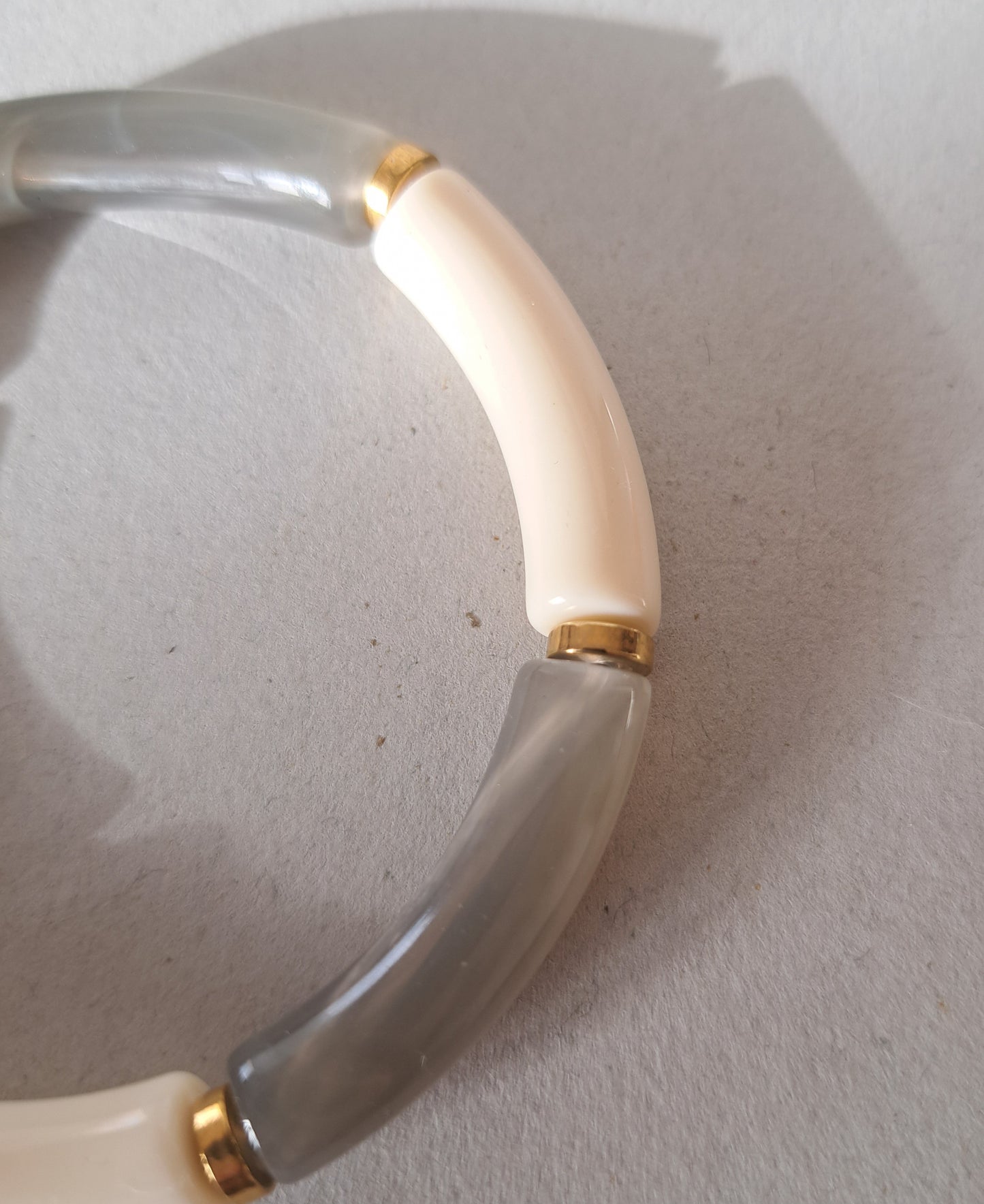 Grey and cream resin bracelet