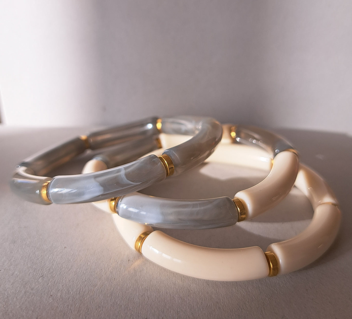 Bracelet résine crème