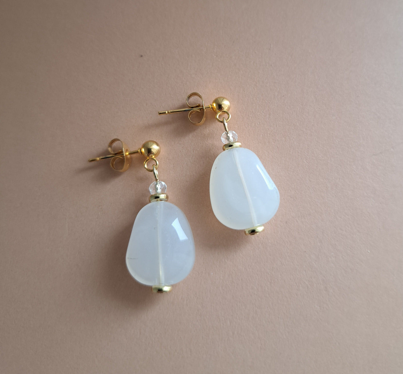 White recycled earrings