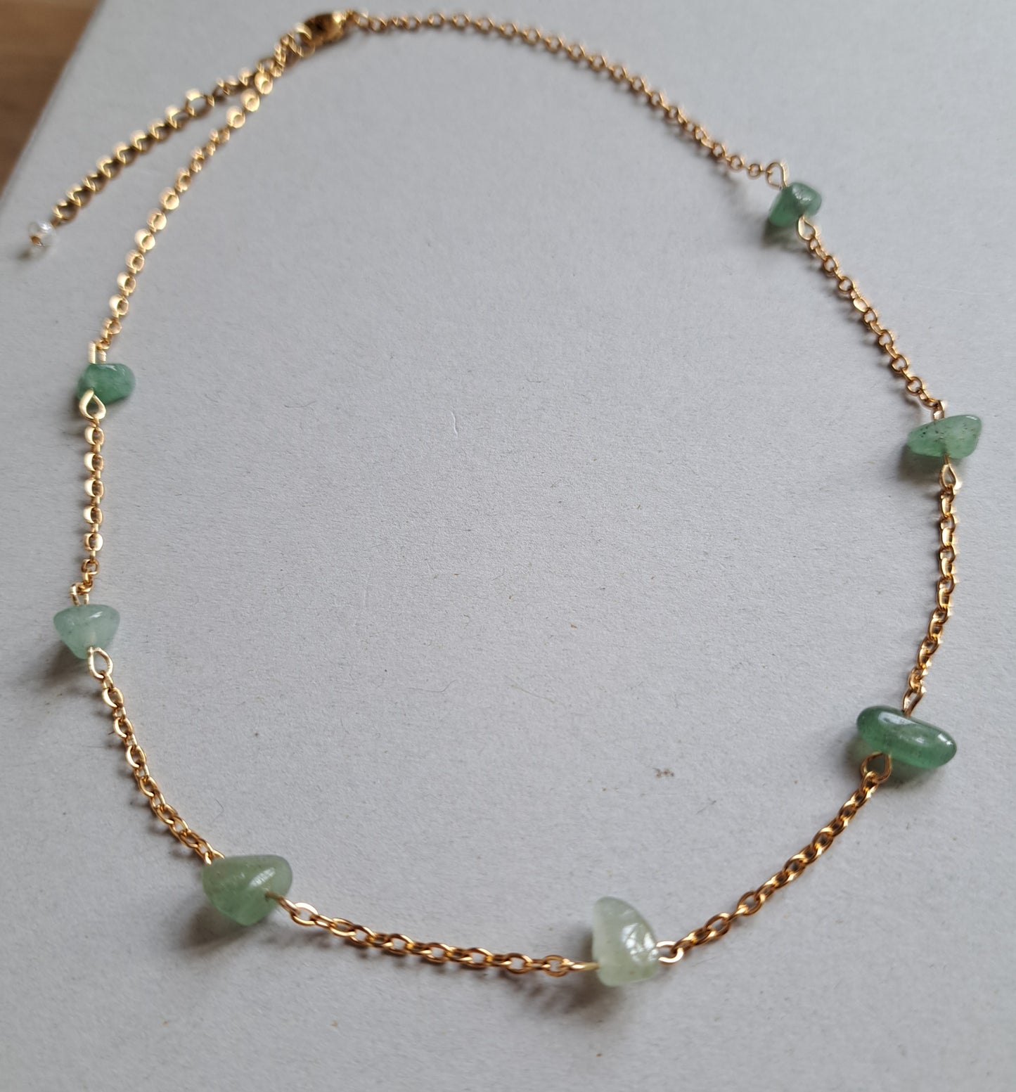 Collier perles Aventurine - Acier inoxydable