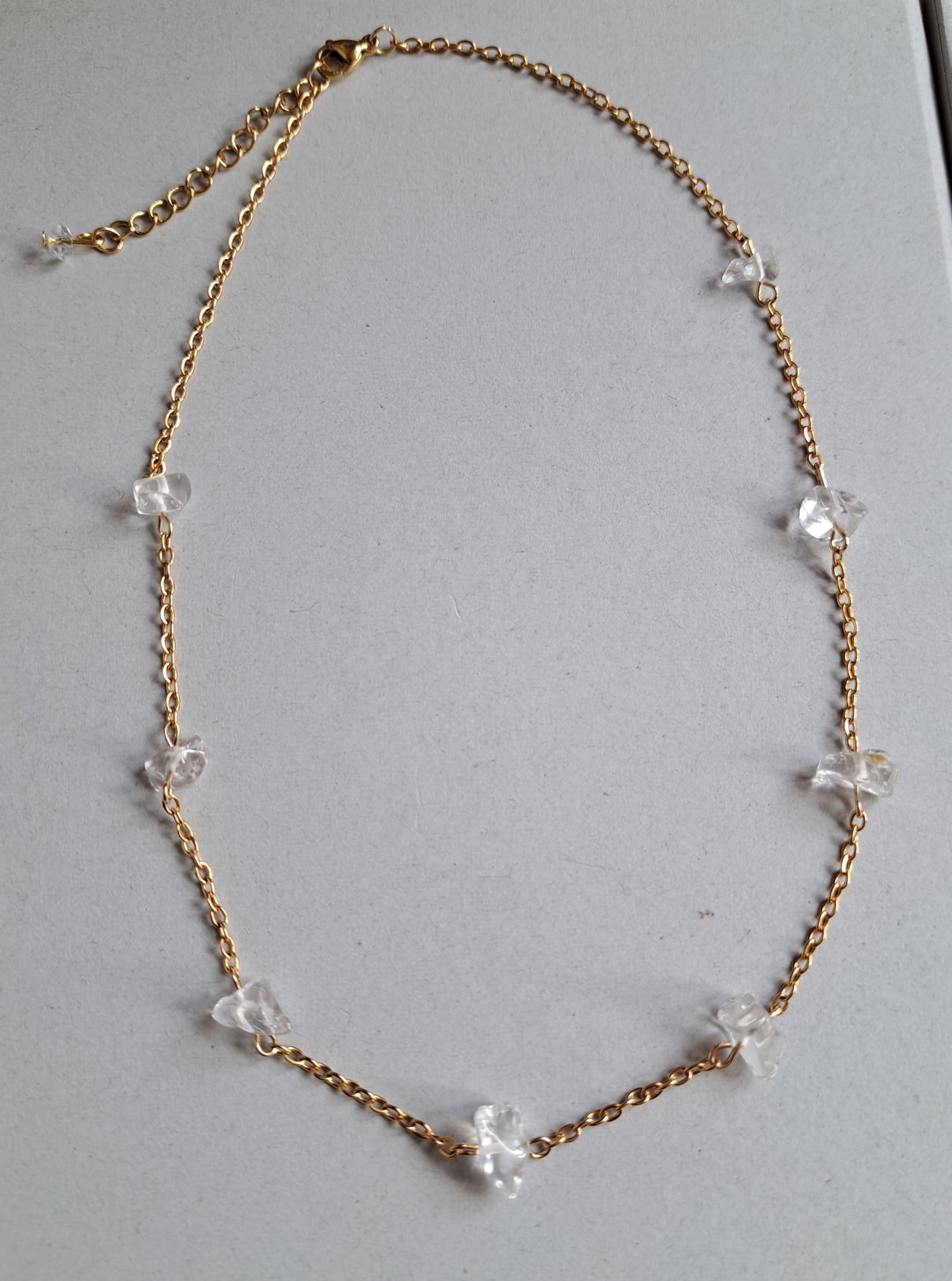 Collier cristal de roche - Acier inoxydable