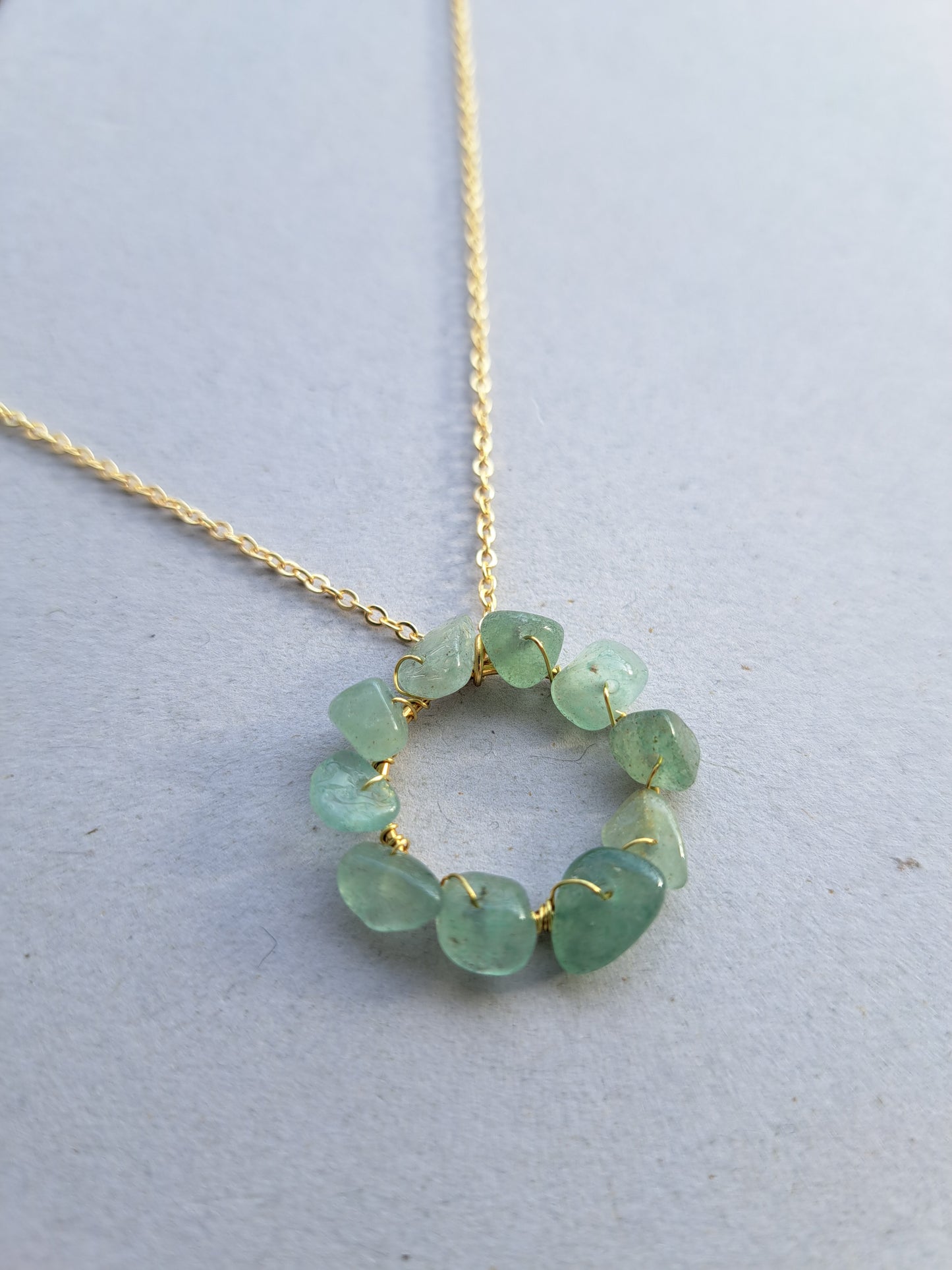 Green aventurine stone pendant necklace