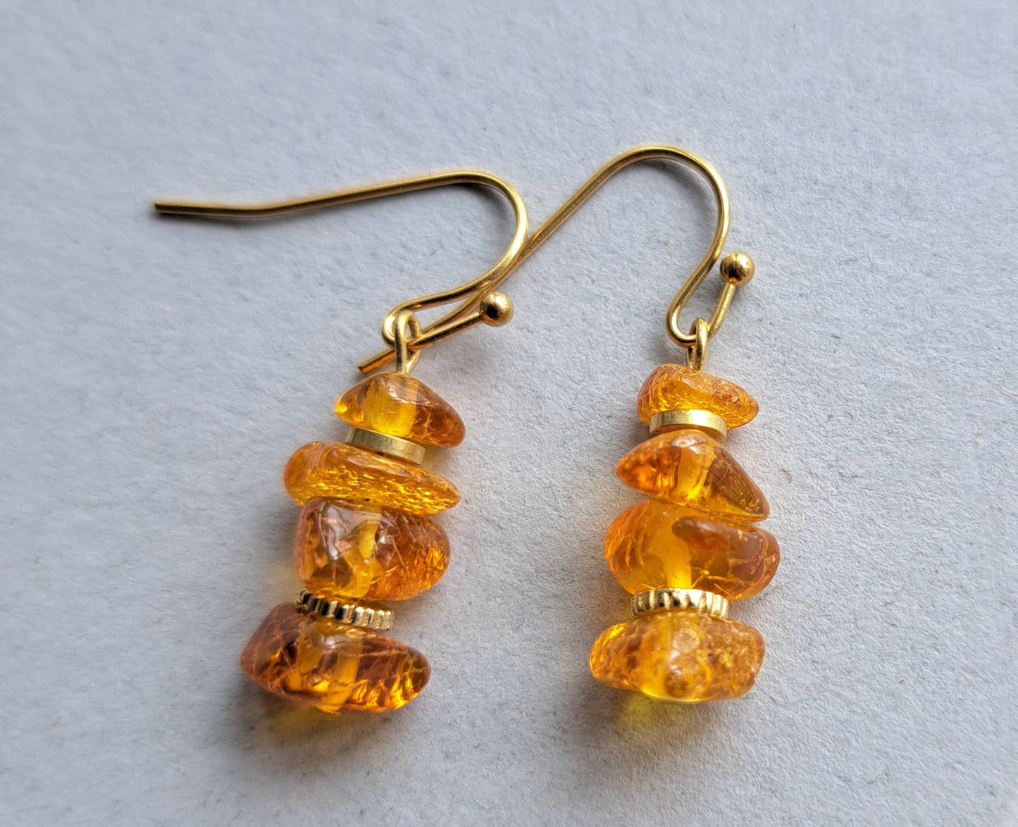 Boucles d'oreilles perles ambre - Acier inoxydable