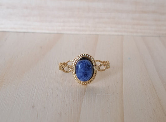 Bague sertie Lapis lazuli - Argentée ou dorée