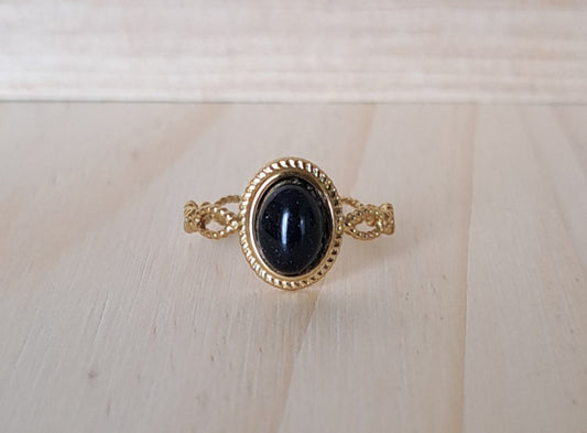 Bague sertie Blue stone - Argentée ou dorée