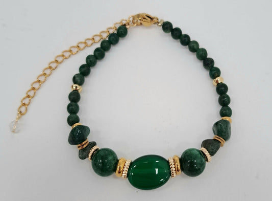 Bracelet Jade et agate verte