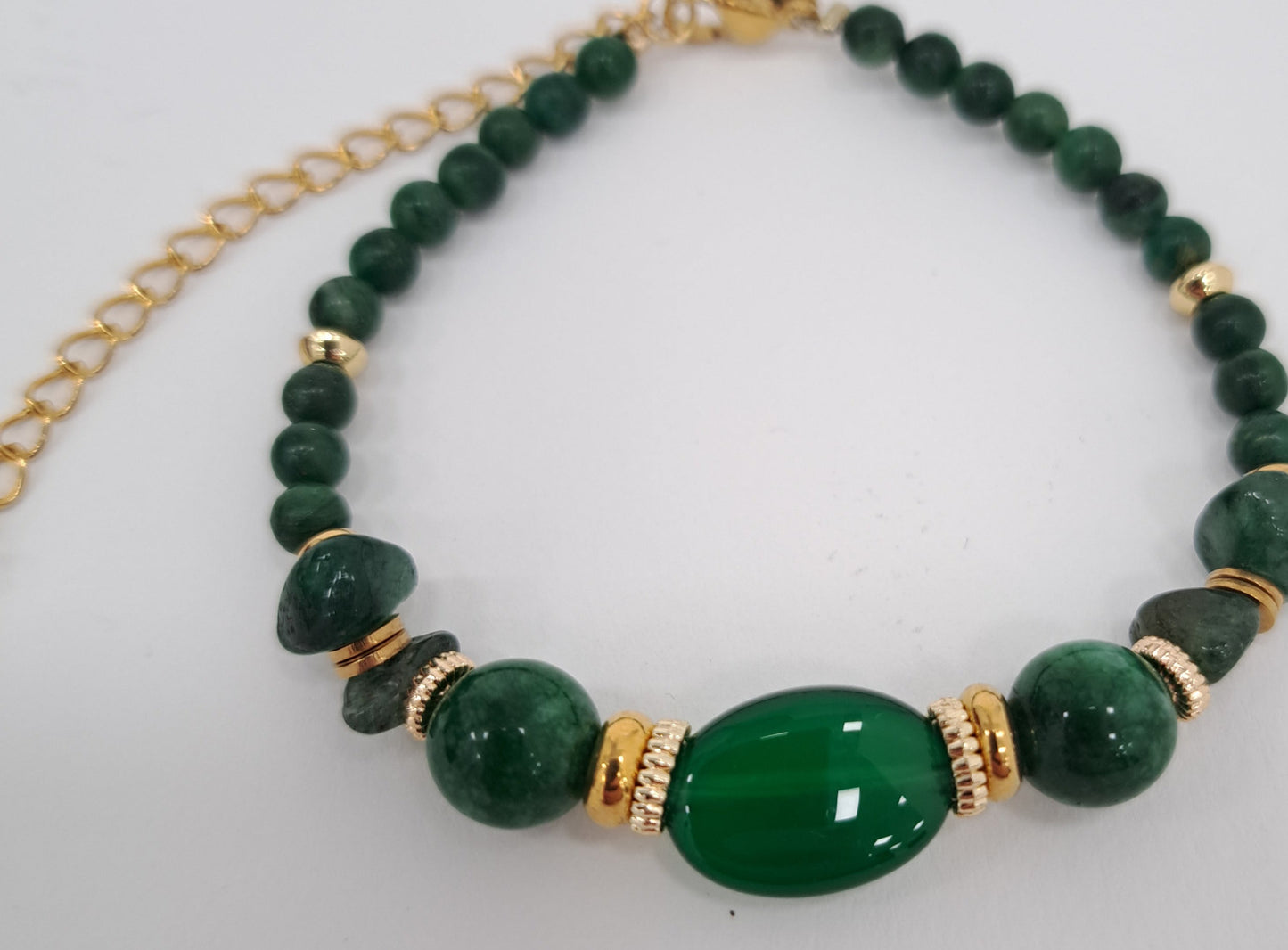 Bracelet Jade et agate verte