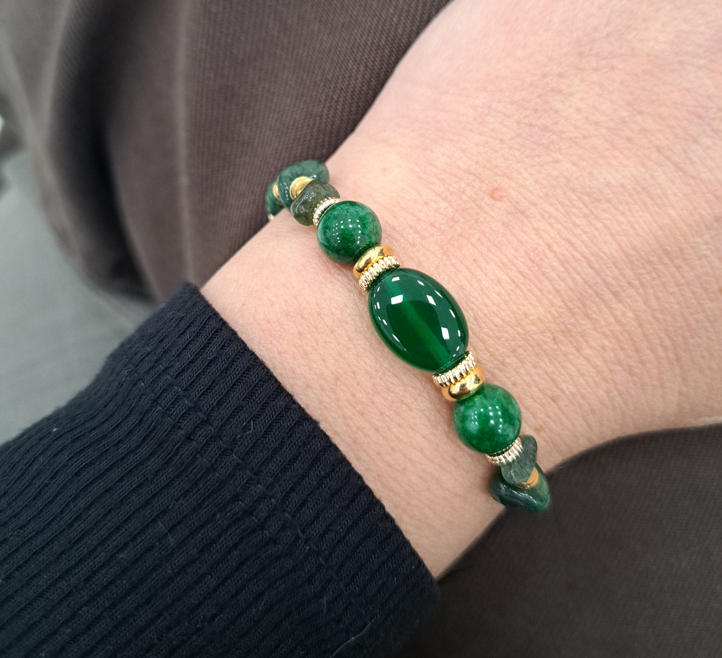 Bracelet Jade et agate verte