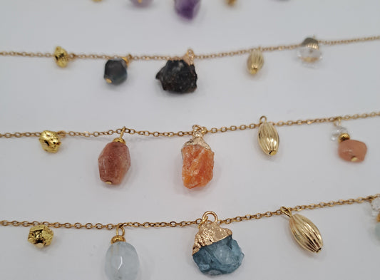 Collier 5 pendentifs - Pierre au choix