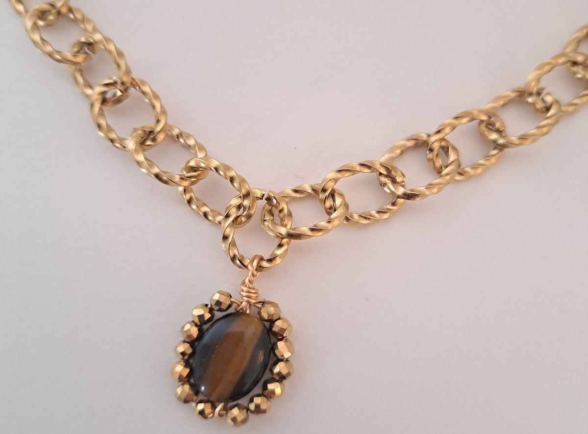 Collier Oeil de tigre - Doré ou argenté