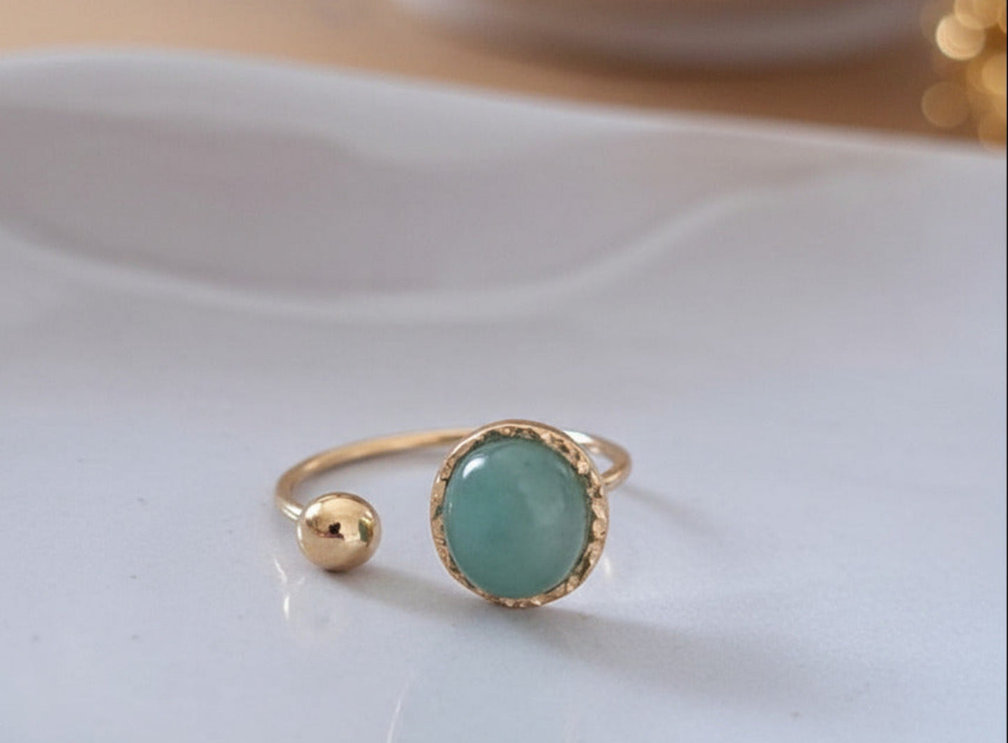 Bague réglable pierre naturelle au choix - Dorée ou argentée