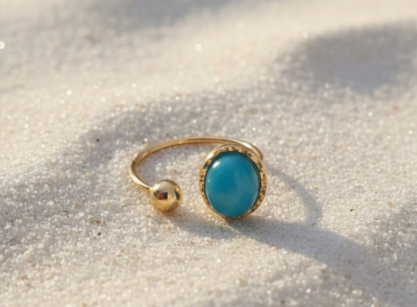 Bague réglable pierre naturelle au choix - Dorée ou argentée