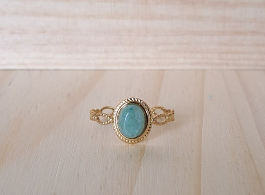 Bague sertie Aventurine - Argentée ou dorée