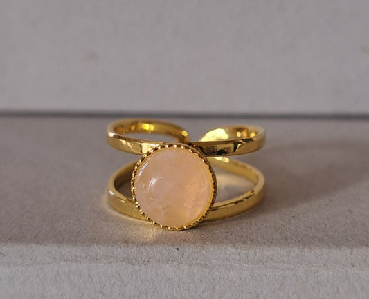 Bague pierre Quartz rose - Dorée à l'or fin