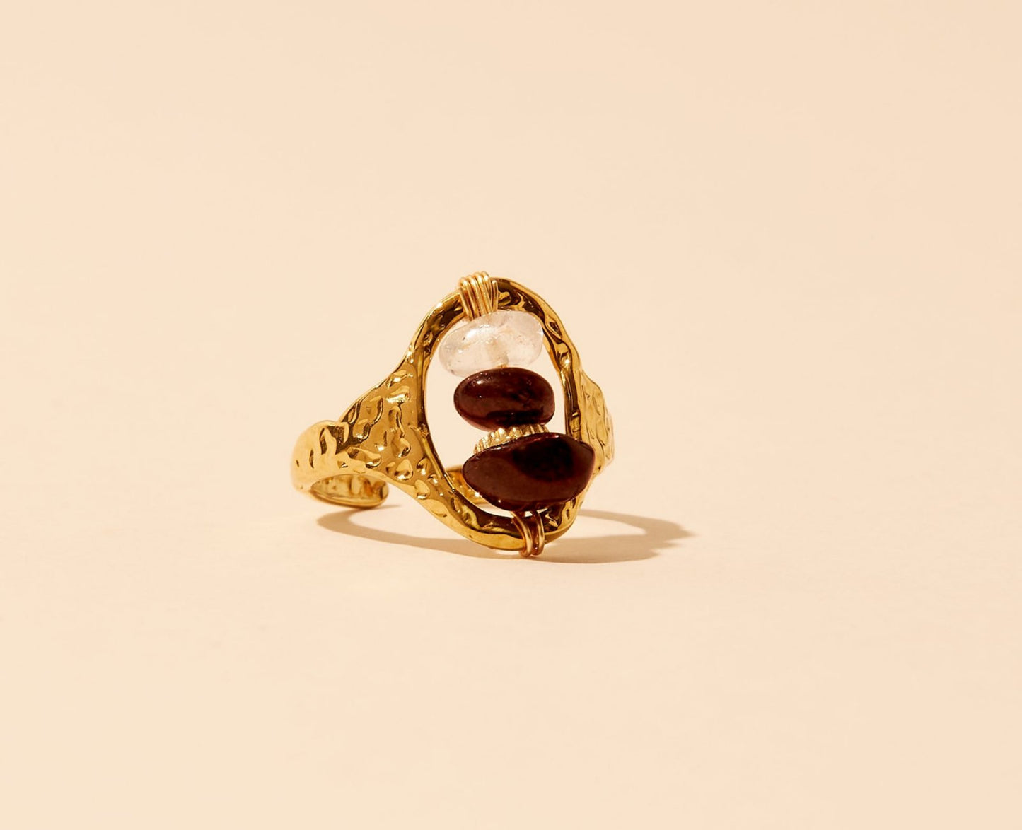 Garnet pearl ring - Gold or silver stainless steel