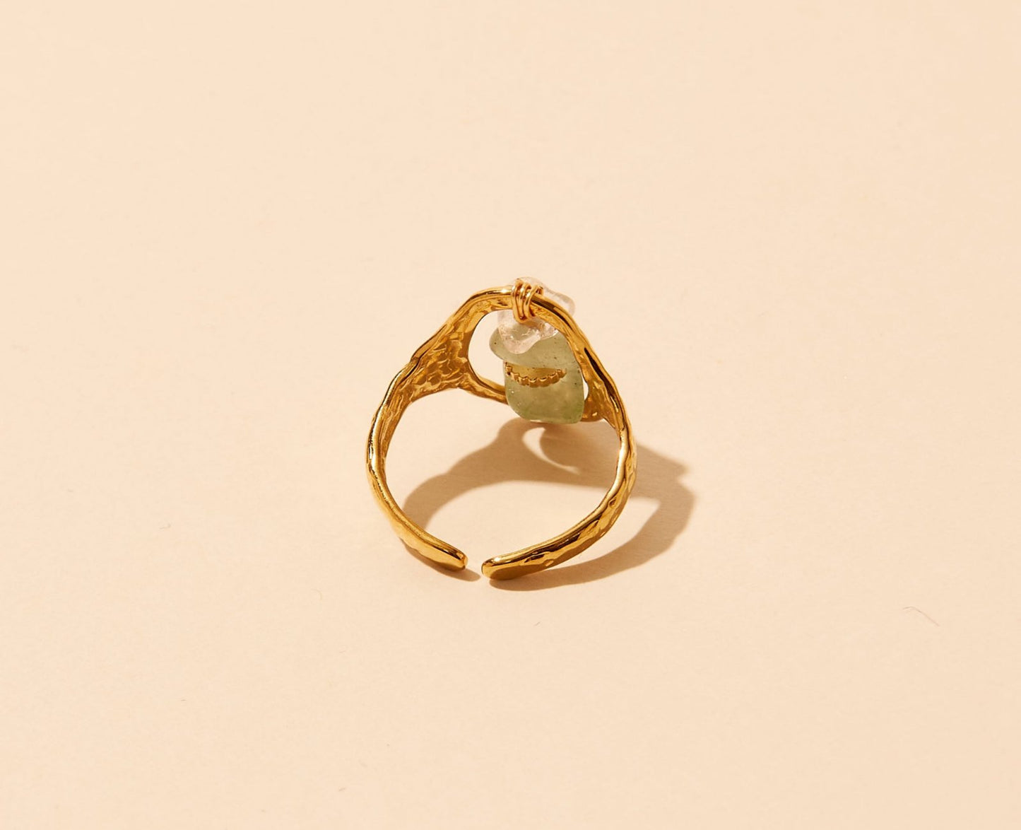 Aventurine pearl ring - Gold or silver stainless steel