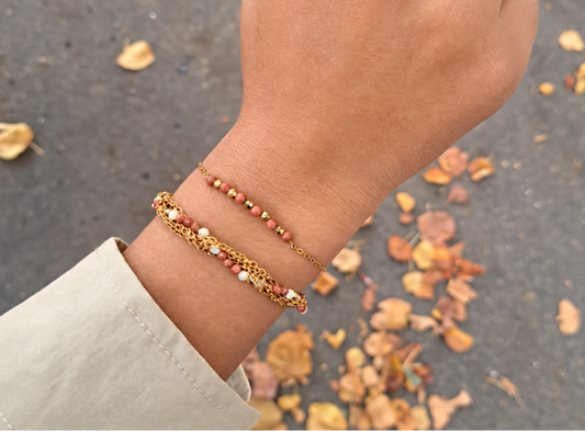 Bracelet tressé perles de soleil