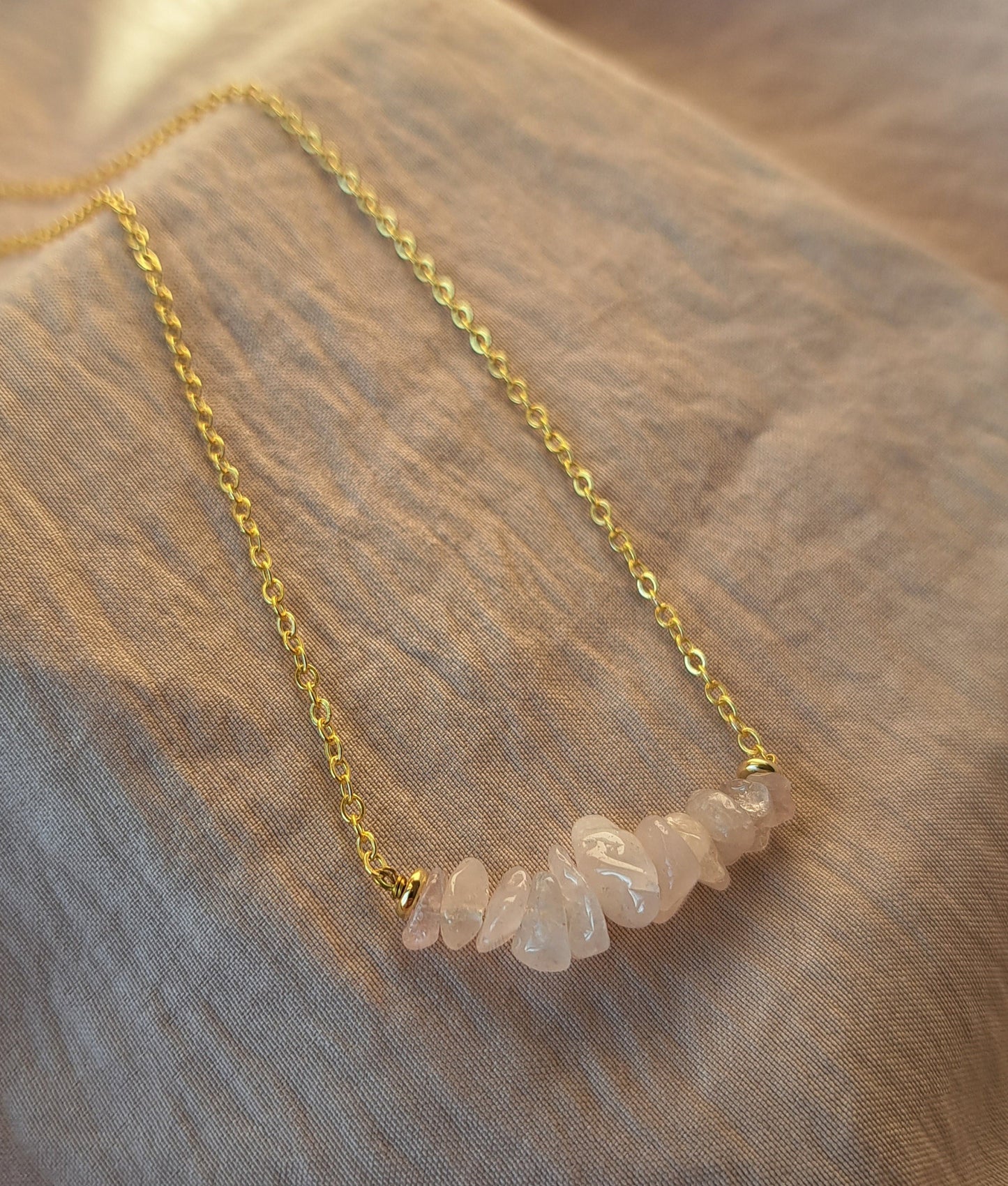 Collier pierres quartz rose