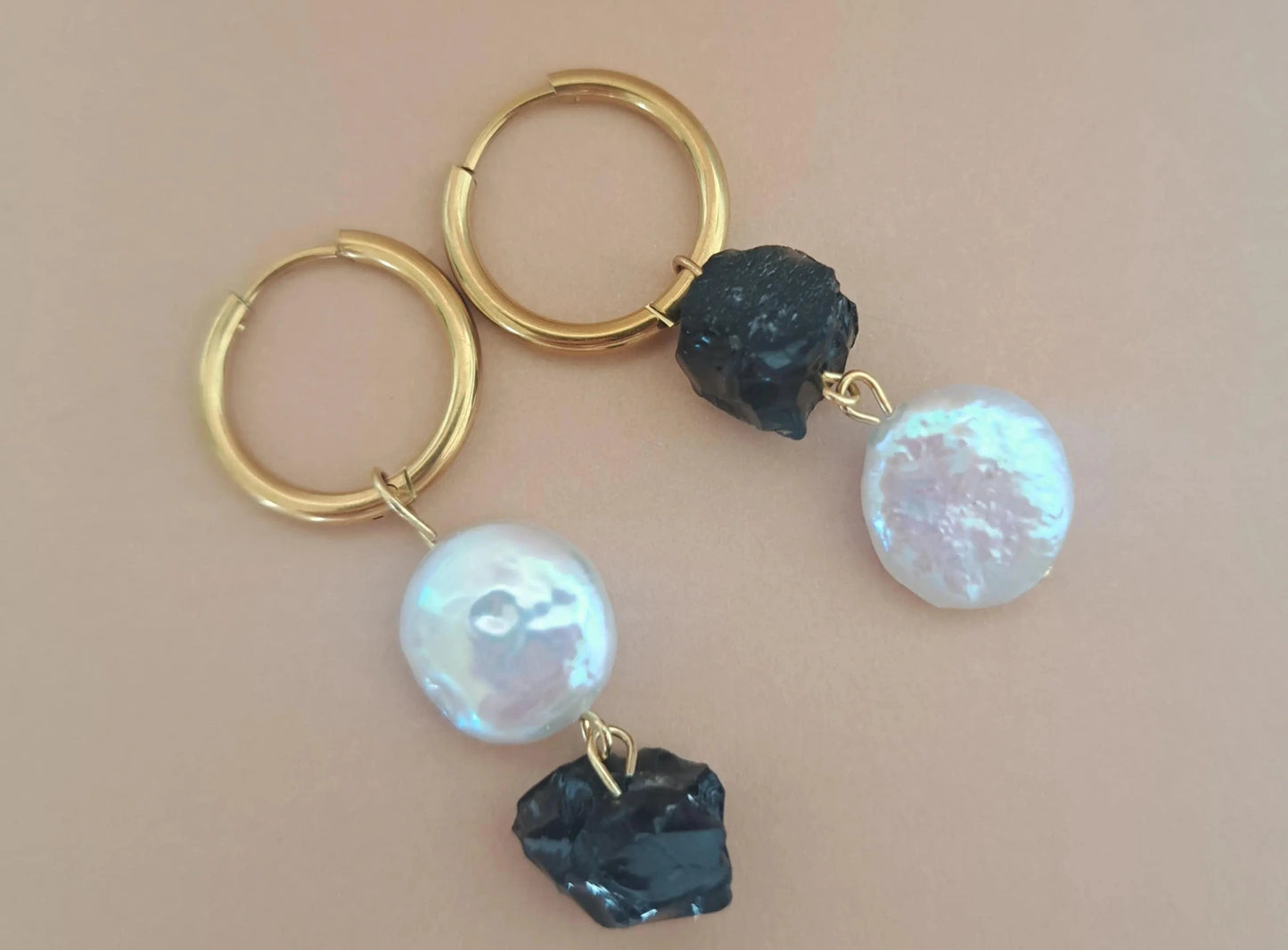 boucles d'oreilles pierre et perle de culture