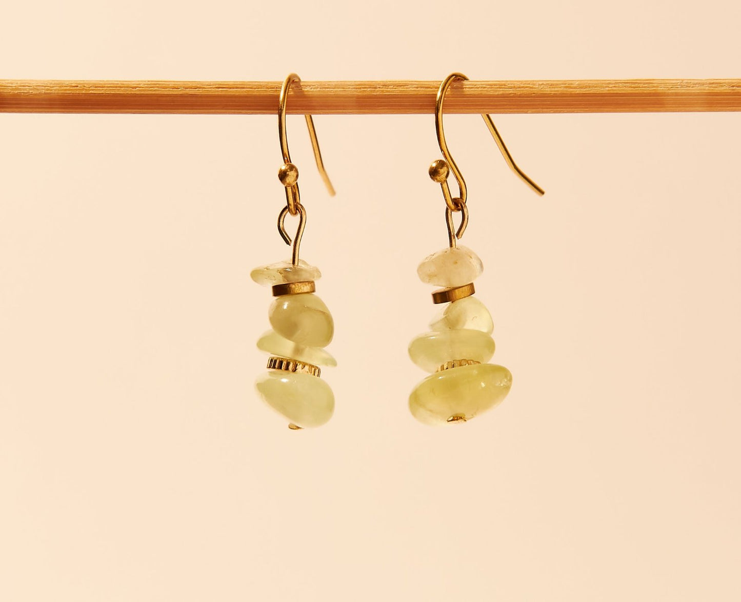 Boucles d'oreilles perles Prehnite - Acier inoxydable