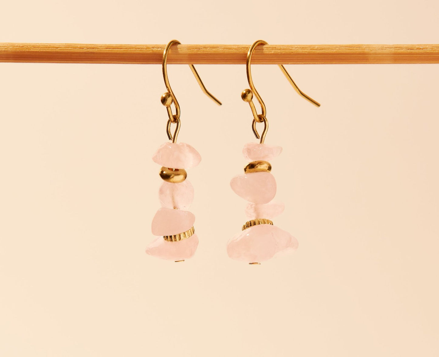 Boucles d'oreilles perles Quartz rose