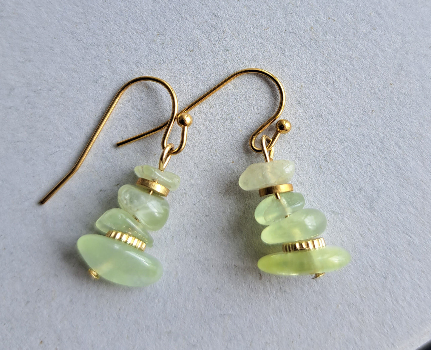 Prehnite Pearl Earrings - Stainless Steel