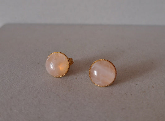 Boucles d'oreilles Quartz rose - Acier inoxydable