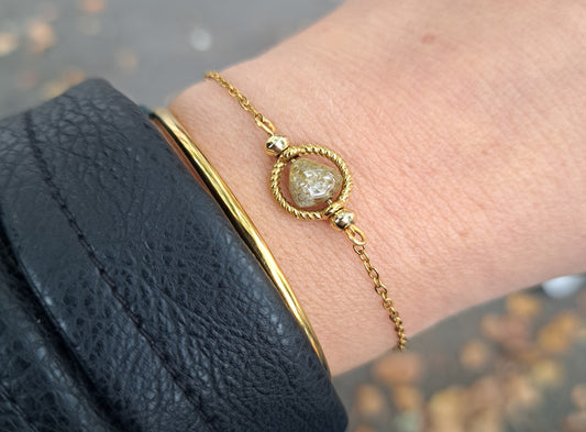 Bracelet doré pierre Grenat vert