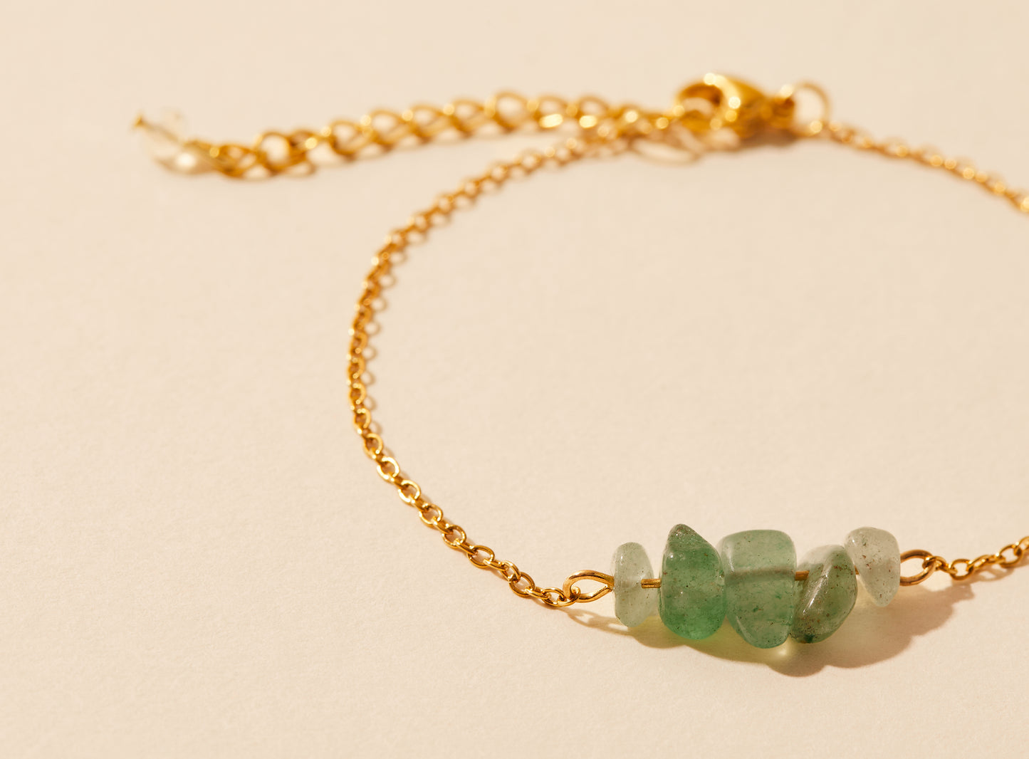 Bracelet perles Aventurine - Acier inoxydable doré ou argenté