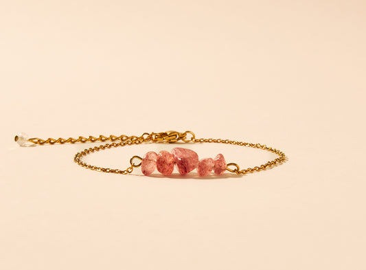 Bracelet pierres Quartz fraise, Harmonie