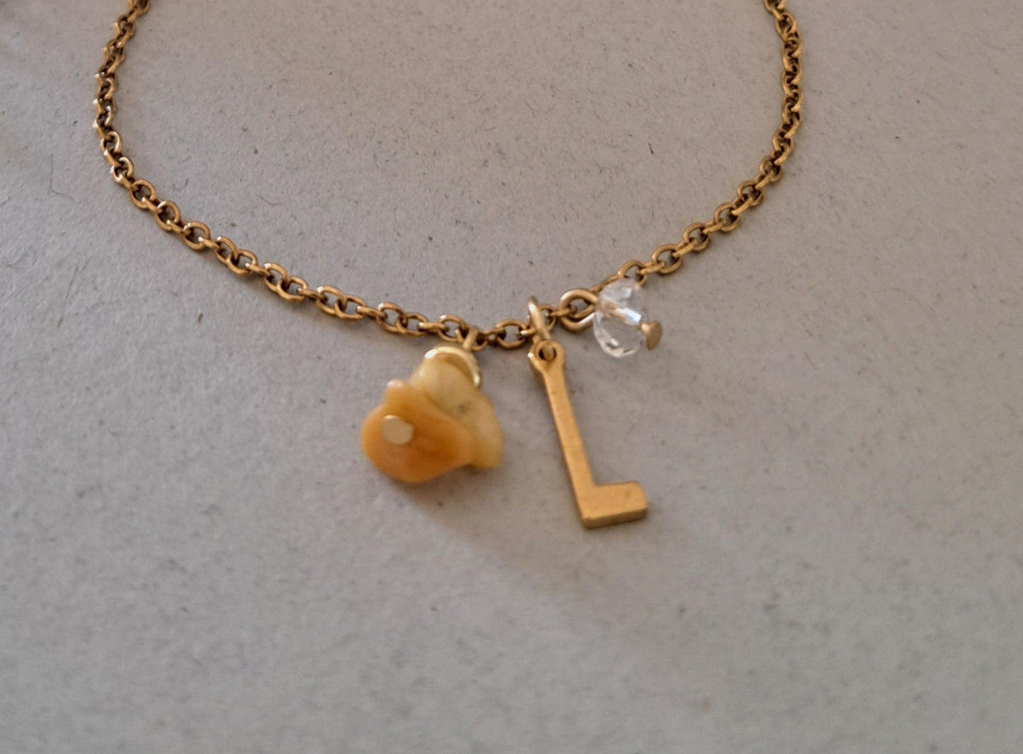 Personalized letter and amber stone bracelet